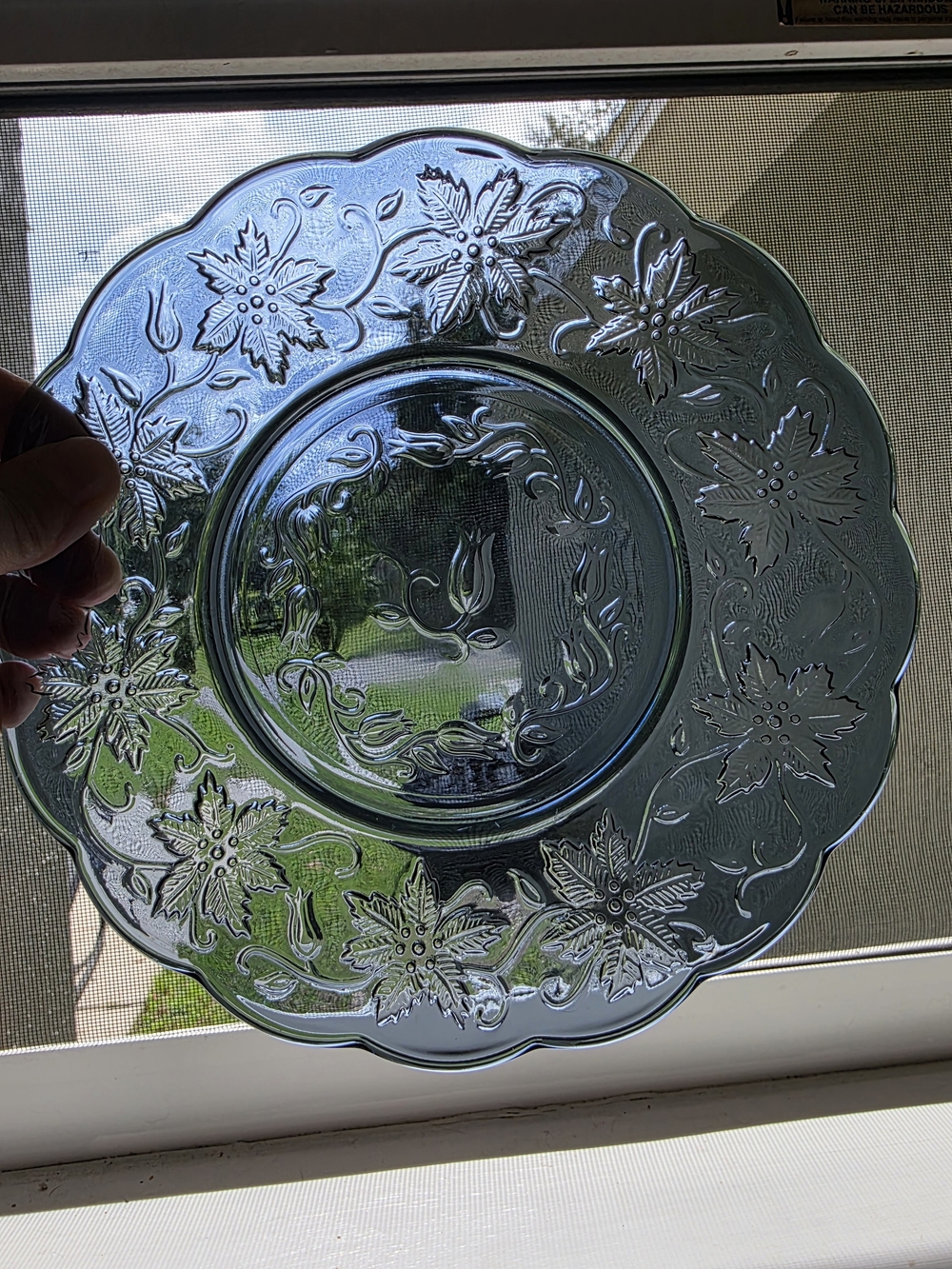 4 Sapphire Blue Fantasia Fine Crystal Princess House Luncheon/Salad Plates